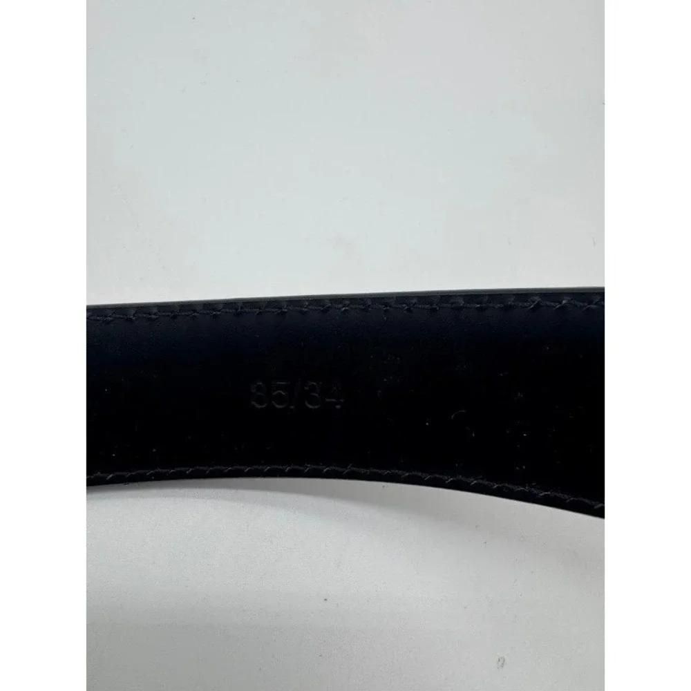 Versace Black Leather Studded Belt Gold Medusa Head Geometric Buckle Waist Belt